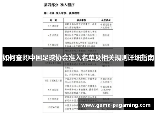 如何查阅中国足球协会准入名单及相关规则详细指南